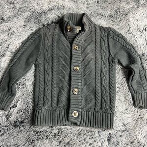 Cat & Jack Cable knit heavy Dark Gray Button Up Cardigan 3T